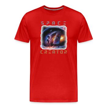 Galactic Alien Artist Canvas - Men's Premium Organic T-Shirt - red - Front - Damien (186cm)