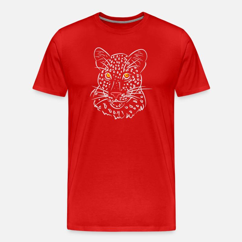 Leopardengesicht Illustration in Schwarz-Weiß - Männer Premium Bio T-Shirt - Rot
