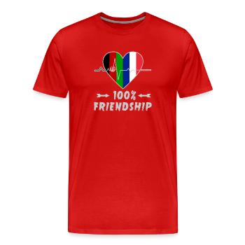 L'Afghanistan et la France : amitié à 100 % - T-shirt bio Premium Homme - rouge - Devant - Damien (186cm)