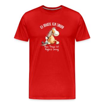 Pferd Einhorn Spruch Pferdefreunde - Männer Premium Bio T-Shirt - Rot - Vorne - Damien (186cm)
