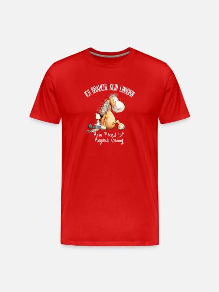 Pferd Einhorn Spruch Pferdefreunde - Männer Premium Bio T-Shirt - Rot
