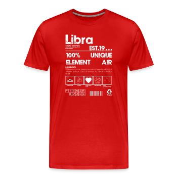 Waage Air Sternzeichen Fusion - Männer Premium Bio T-Shirt - Rot - Vorne - Damien (186cm)