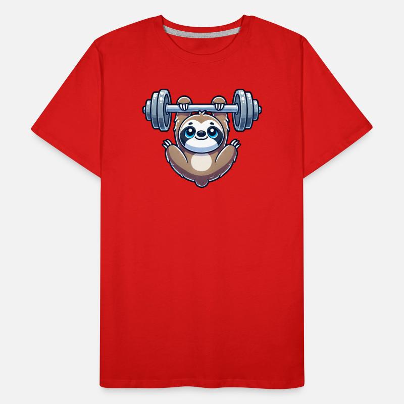 Lazy Dumbbell Pull-Up Workout Funny Men's Premium Organic T-Shirt