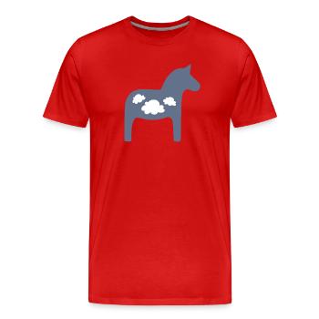 Dalapferd Wolken skandinavisch Weihnachten Pferd - Männer Premium Bio T-Shirt - Rot - Vorne - Damien (186cm)