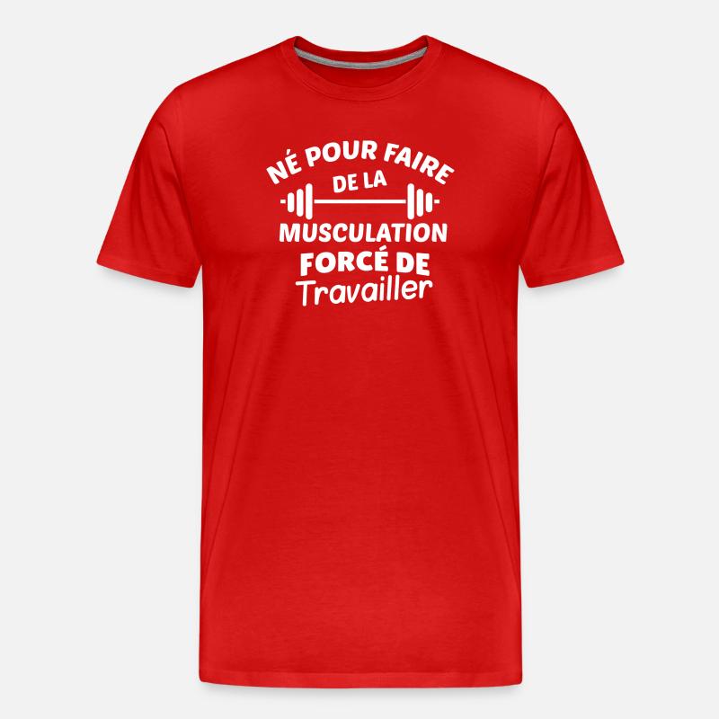 Slogan Bodybuilding & Work - Men's Premium Organic T-Shirt - red