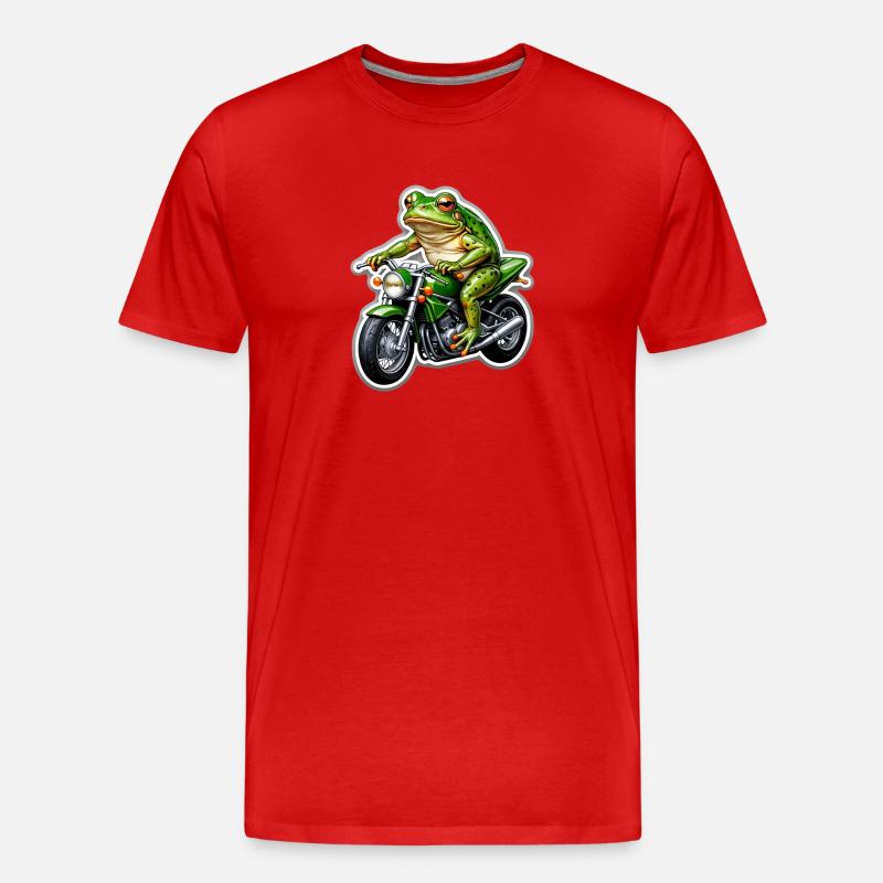 Frosch auf Motorrad - Männer Premium Bio T-Shirt - Rot