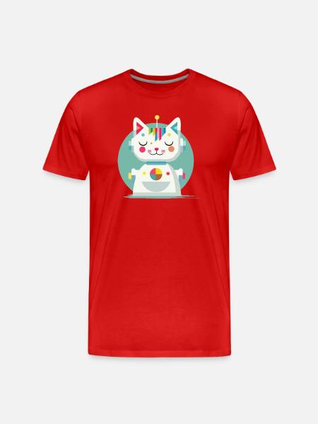 Geometric Robot Cat – Creative Illustration - Men's Premium Organic T-Shirt - red