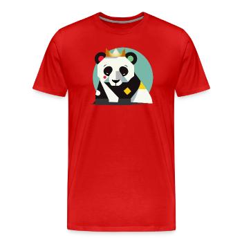 Panda géométrique avec couronne – Imprimé animal élégant - T-shirt bio Premium Homme - rouge - Devant - Damien (186cm)