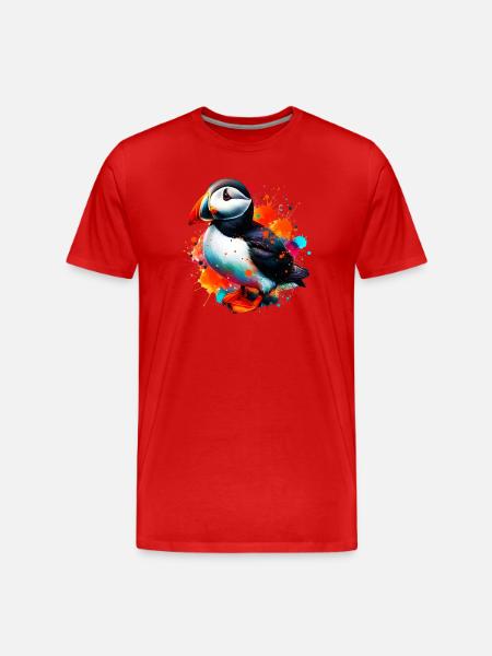 Puffin - Men's Premium Organic T-Shirt - red