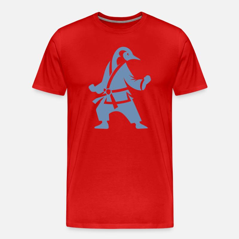 Pinguin Karate Kampfkunst Silhouette - Männer Premium Bio T-Shirt - Rot