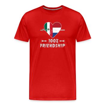 Mexiko und Niederlande 100% Freundschaft - Männer Premium Bio T-Shirt - Rot - Vorne - Damien (186cm)
