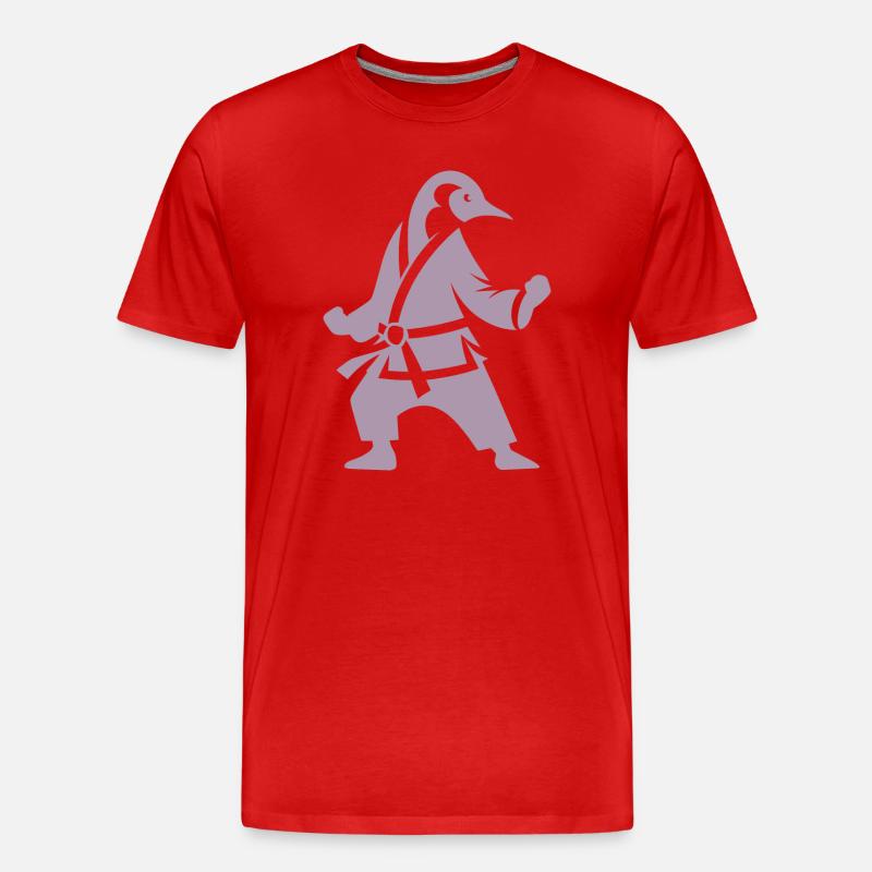 Pinguin Karate Kampfkunst Silhouette - Männer Premium Bio T-Shirt - Rot