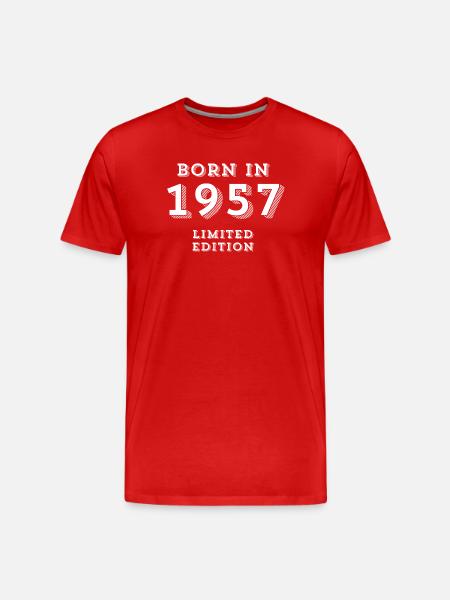 1957, Geburtsjahr, Geburtsdatum - Männer Premium Bio T-Shirt - Rot
