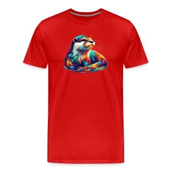 Loutre - T-shirt bio Premium Homme - rouge - Devant - Damien (186cm)