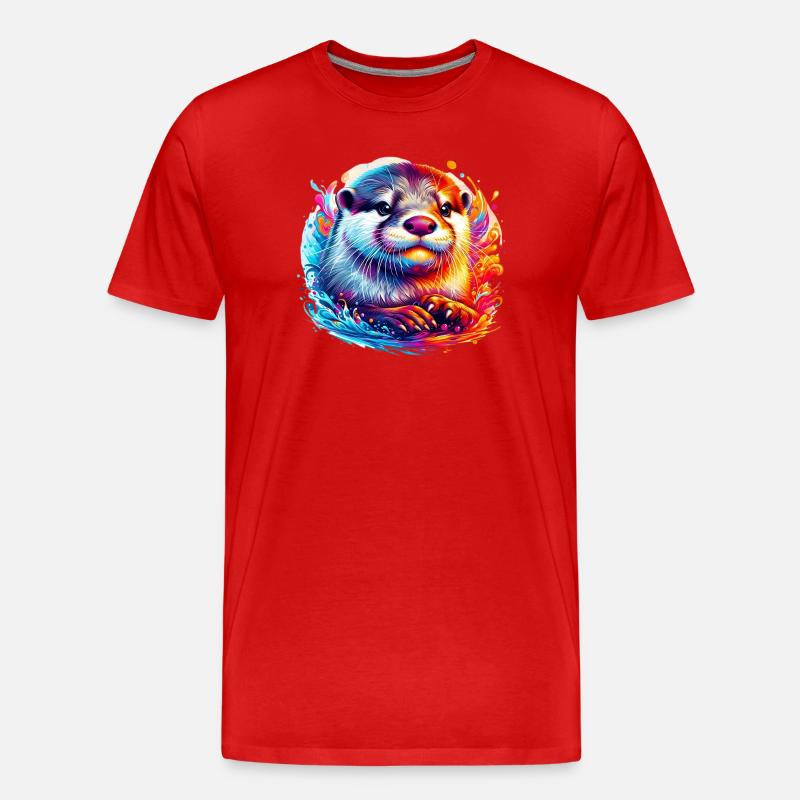 Otter - Männer Premium Bio T-Shirt - Rot