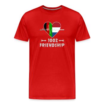 Afghanistan und Niederlande 100% Freundschaft - Männer Premium Bio T-Shirt - Rot - Vorne - Damien (186cm)