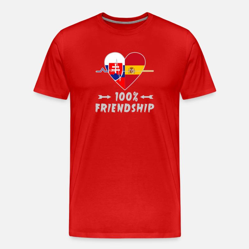Slowakei und Spanien 100% Freundschaft - Männer Premium Bio T-Shirt - Rot