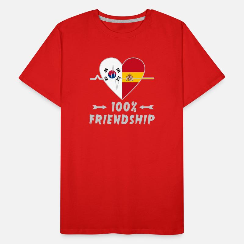 100 % amitié entre la Corée du Sud et l'Espagne T-shirt bio Premium Homme