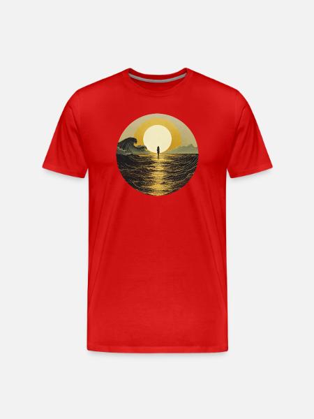 Mondschein am Meer - Männer Premium Bio T-Shirt - Rot
