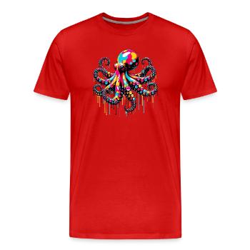 Krake - Männer Premium Bio T-Shirt - Rot - Vorne - Damien (186cm)