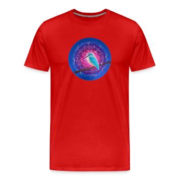 Mystischer Eisvogel mit Mandala - Männer Premium Bio T-Shirt - Rot - Vorne - Damien (186cm)