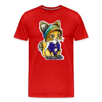 Chaton arc-en-ciel - T-shirt bio Premium Homme - rouge - Devant - Damien (186cm)
