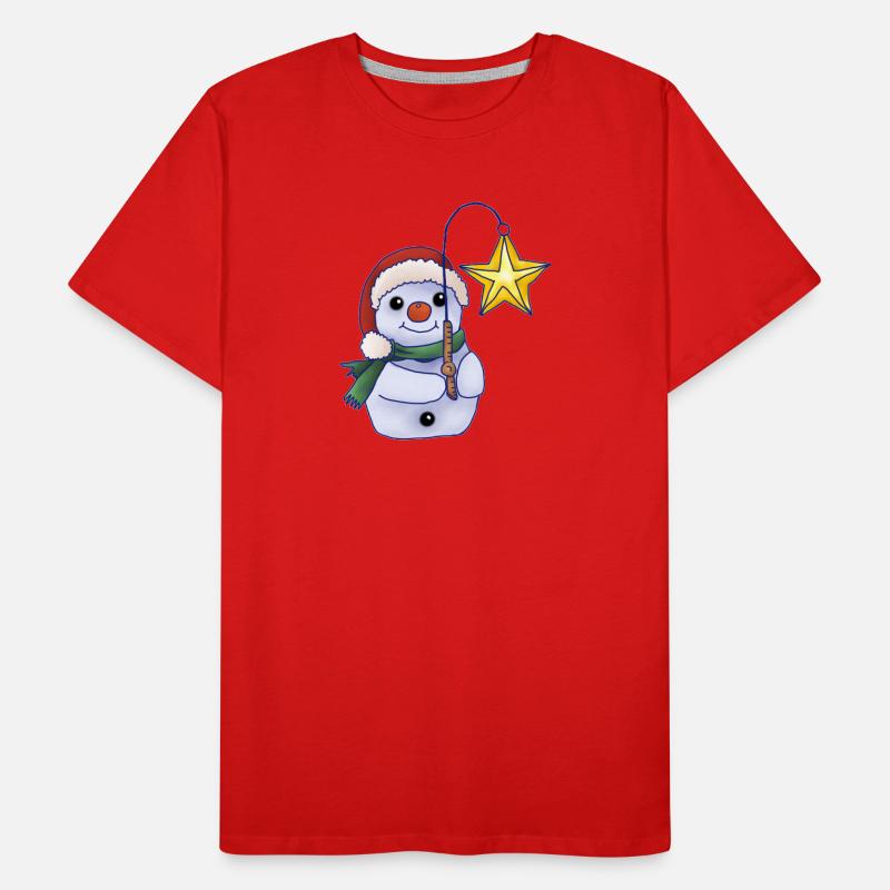 Schneemann mit Stern Männer Premium Bio T-Shirt