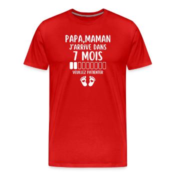 Birth, Intended Parents, Baby on Board, Pregnancy - Men's Premium Organic T-Shirt - red - Front - Damien (186cm)