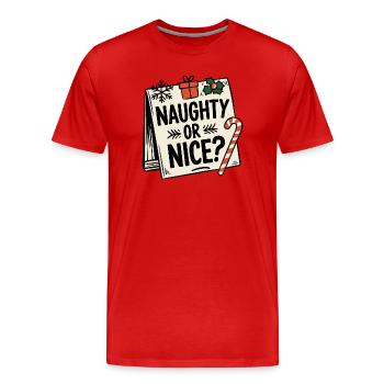 Naughty or Nice - Men's Premium Organic T-Shirt - red - Front - Damien (186cm)
