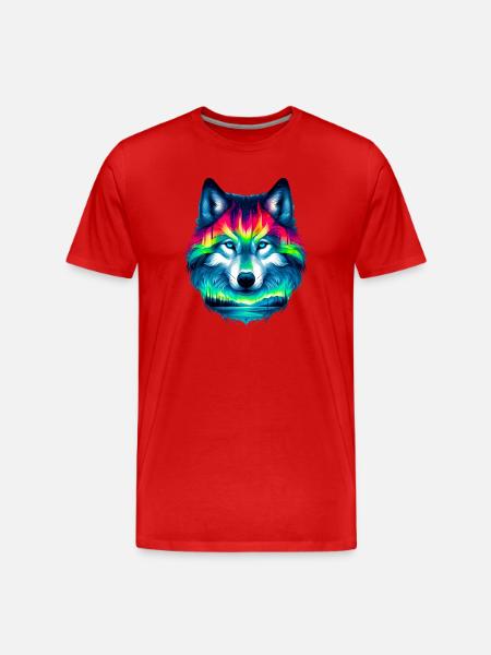 Wolf - Männer Premium Bio T-Shirt - Rot