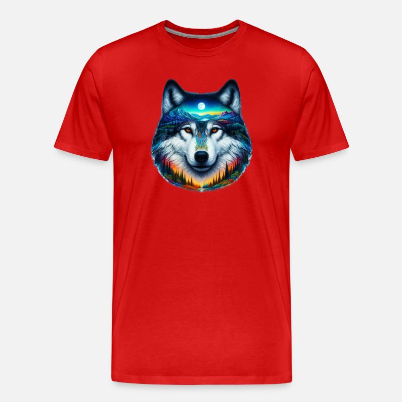 Wolf - Männer Premium Bio T-Shirt - Rot