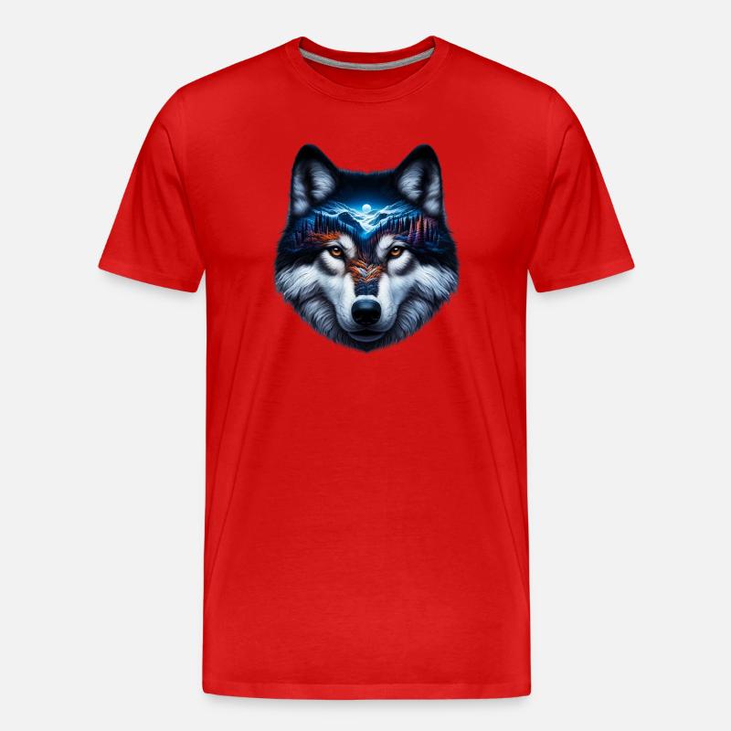 Wolf - Männer Premium Bio T-Shirt - Rot
