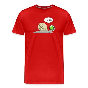 Rennschnecke - jetzt auch in grün - Männer Premium Bio T-Shirt - Rot - Vorne - Damien (186cm)