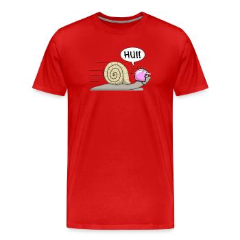 Racing snail - now also in pink - Men's Premium Organic T-Shirt - red - Front - Damien (186cm)