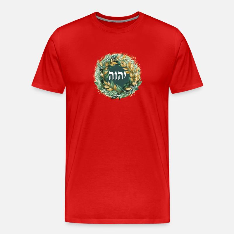 Hebräischer Name Gottes JHWH - Männer Premium Bio T-Shirt - Rot