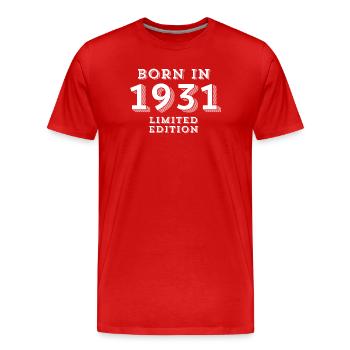 93 Jahre, Geburtsjahr, Geburtsdatum - Männer Premium Bio T-Shirt - Rot - Vorne - Damien (186cm)