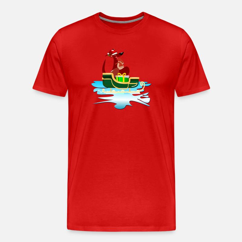 WEIHNACHTEN KÄNGURU SCHLITTEN - Männer Premium Bio T-Shirt - Rot