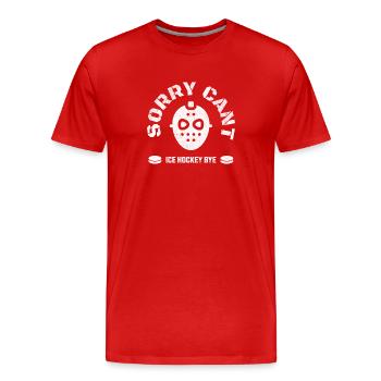 Hockey Abstrakt mit Eishockey-Maske - Männer Premium Bio T-Shirt - Rot - Vorne - Damien (186cm)