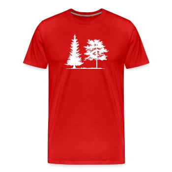 Baum Fichte Wald Camping Natur Mischwald Kiefer - Männer Premium Bio T-Shirt - Rot - Vorne - Damien (186cm)