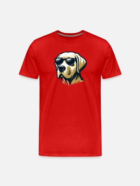 Labrador Head with Sunglasses - Men's Premium Organic T-Shirt - red