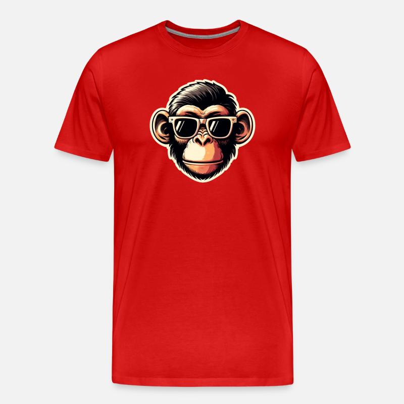 Affe Brille cool - Männer Premium Bio T-Shirt - Rot