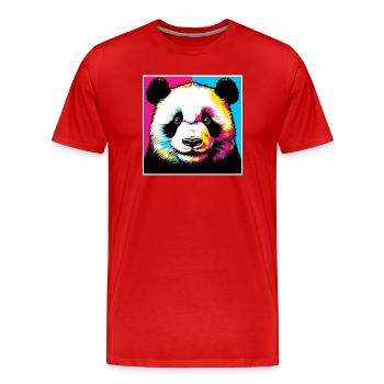 Panda - Männer Premium Bio T-Shirt - Rot - Vorne - Damien (186cm)