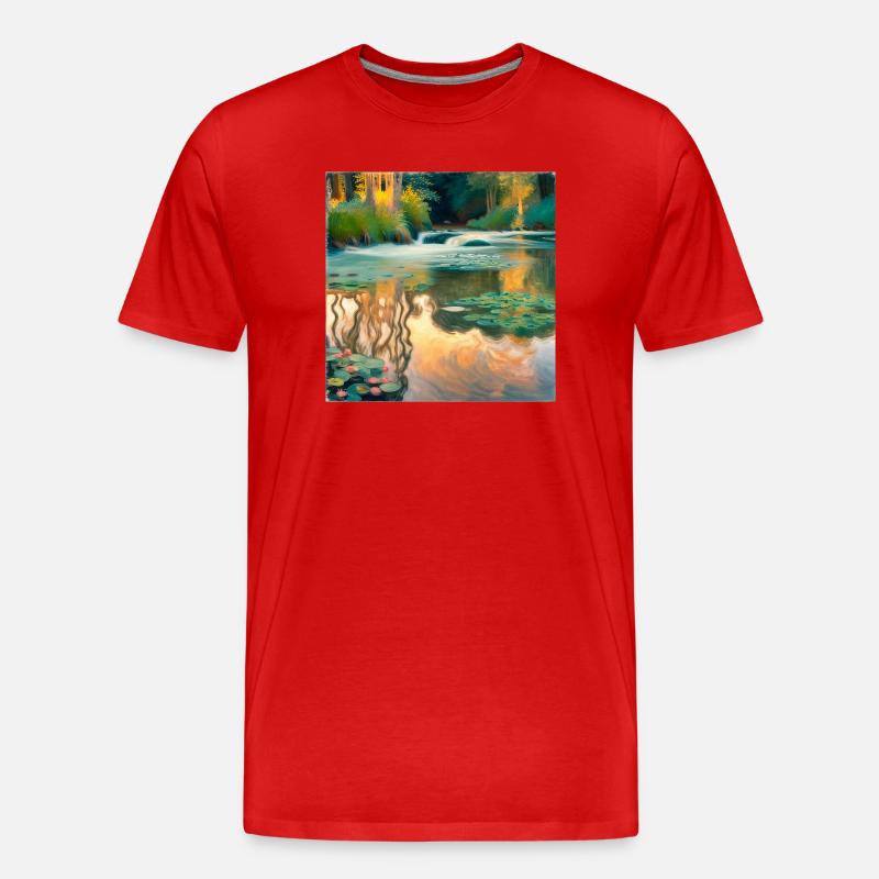 Impressionismus Fluss - Männer Premium Bio T-Shirt - Rot