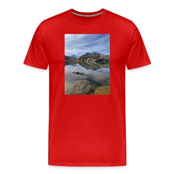 Bramant See - Männer Premium Bio T-Shirt - Rot - Vorne - Damien (186cm)