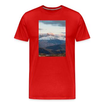 Aiguilles d'Arves - T-shirt bio Premium Homme - rouge - Devant - Damien (186cm)