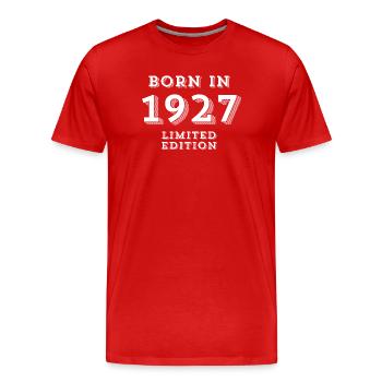 date de naissance, année de naissance, 97 ans - T-shirt bio Premium Homme - rouge - Devant - Damien (186cm)
