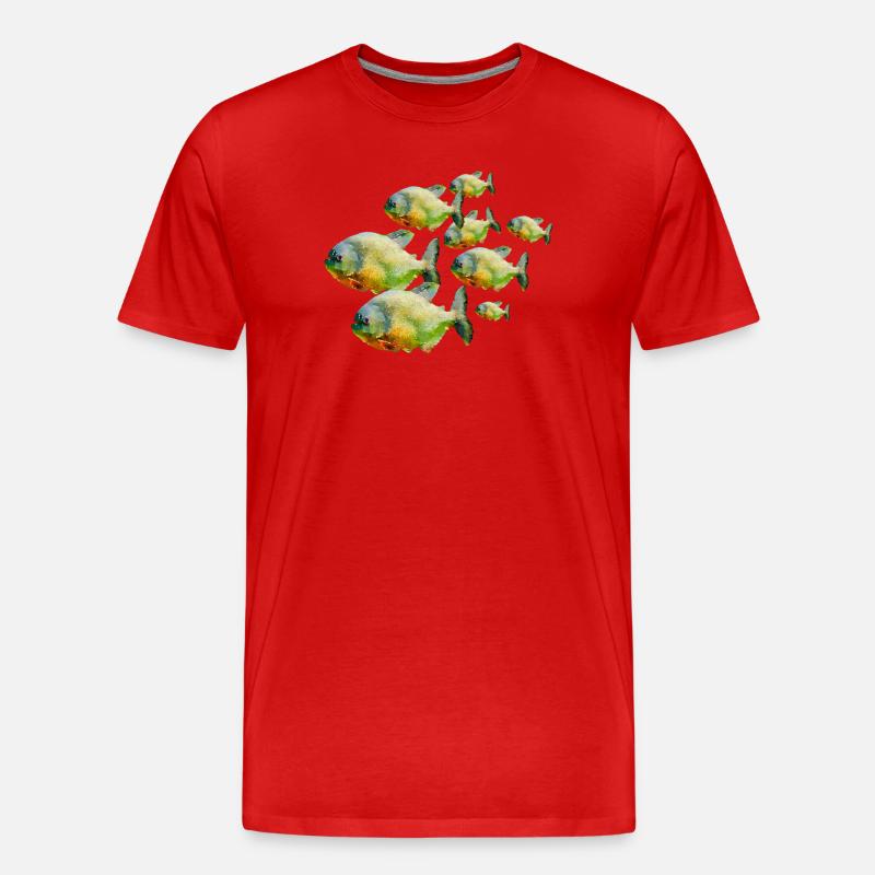 Fische im Schwarm - Männer Premium Bio T-Shirt - Rot