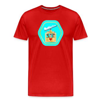 SKIFAHREN PAARE - HÜHNER COMIC - Männer Premium Bio T-Shirt - Rot - Vorne - Damien (186cm)