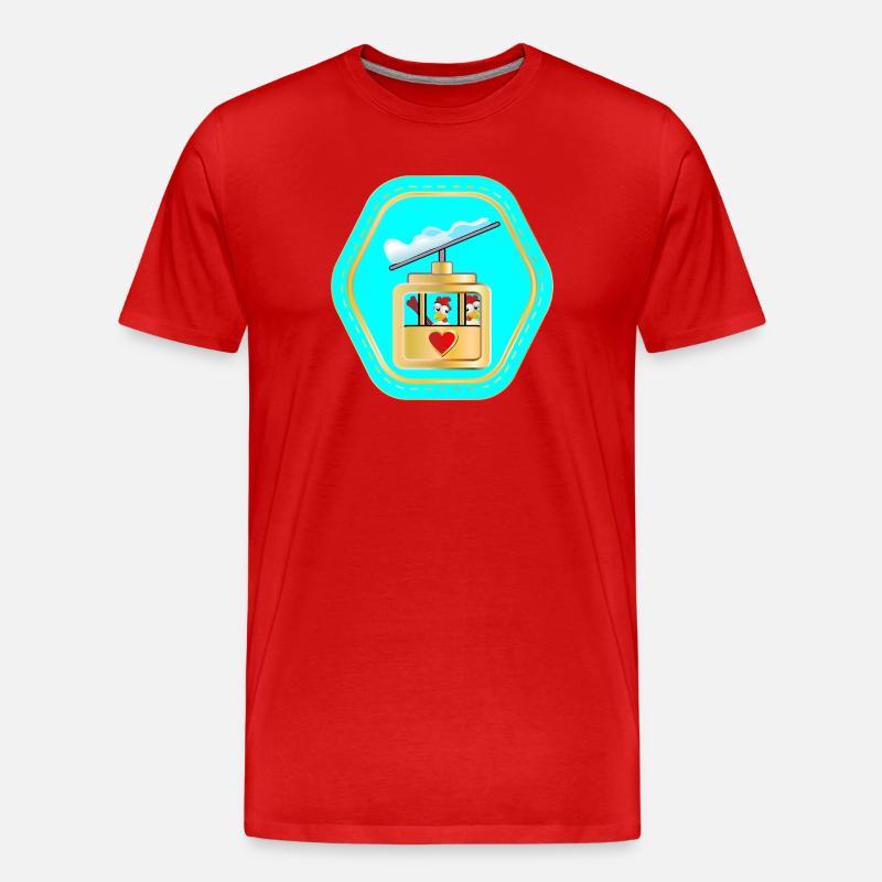 SKIING COUPLES - CHICKENS COMIC - Men's Premium Organic T-Shirt - red