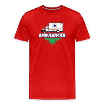 Ambulancier - T-shirt bio Premium Homme - rouge - Devant - Damien (186cm)